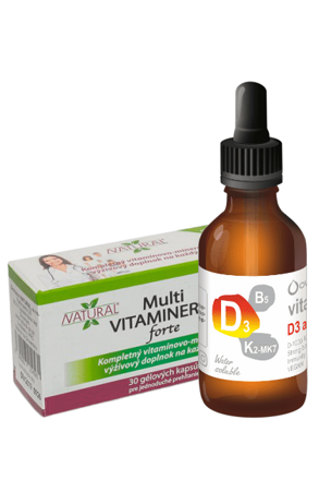 Vitamín D3 + K2-MK7 + B5 kvapky 25ml + Multi VITAMINERAL 30kps