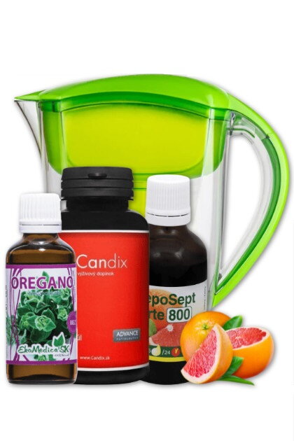 SILNÁ TROJKA PLESNE a KVASINKY ► Oreganový olej • Grapefruit extrakt • Candix + Alkalická voda z filtračnej kanvice